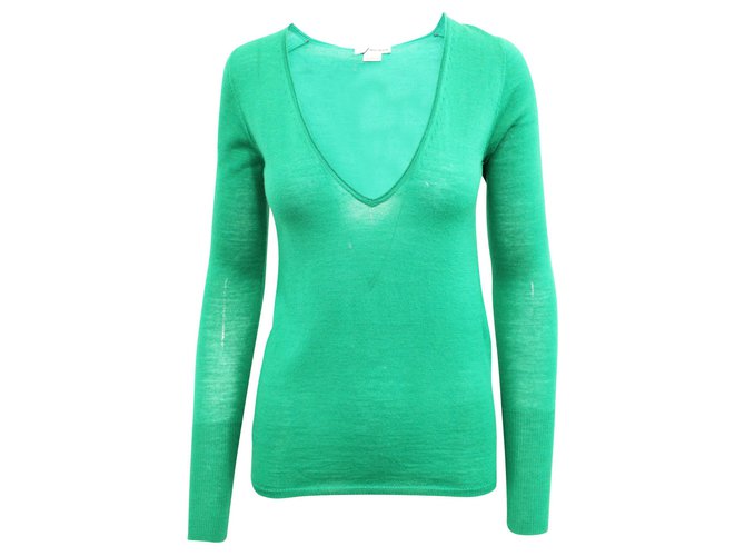 Dkny Green V-neck Sweater Wool  ref.312777