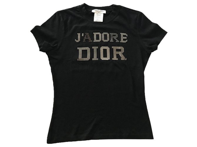 Dior Tops Black Silvery Cotton  ref.312808