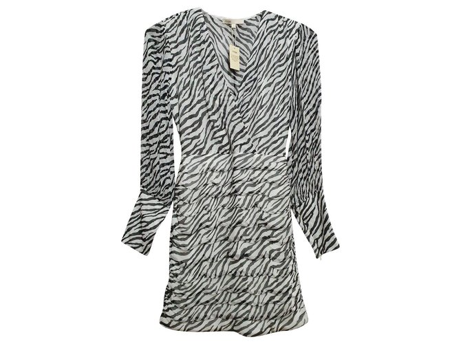 Maje Dresses Black White Zebra print Viscose  ref.312816