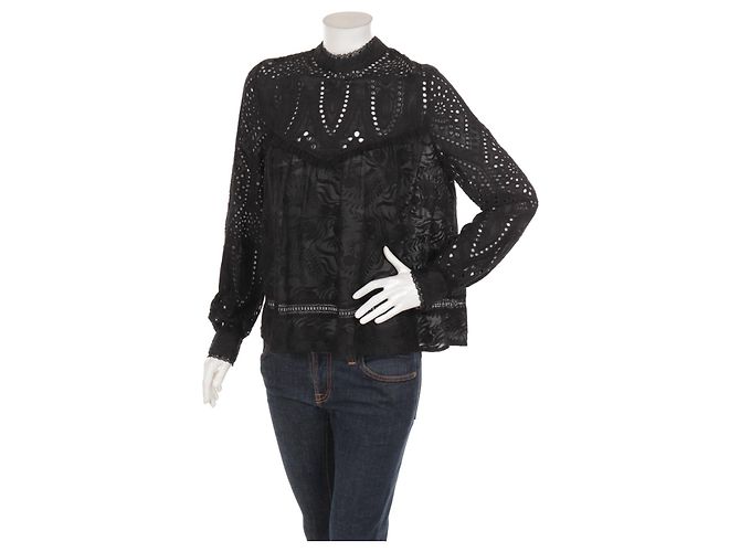 Autre Marque Blusa de algodón negra Ravn Negro