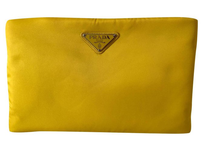 Prada Fluo yellow tech pouch bag Synthetic  - Joli Closet