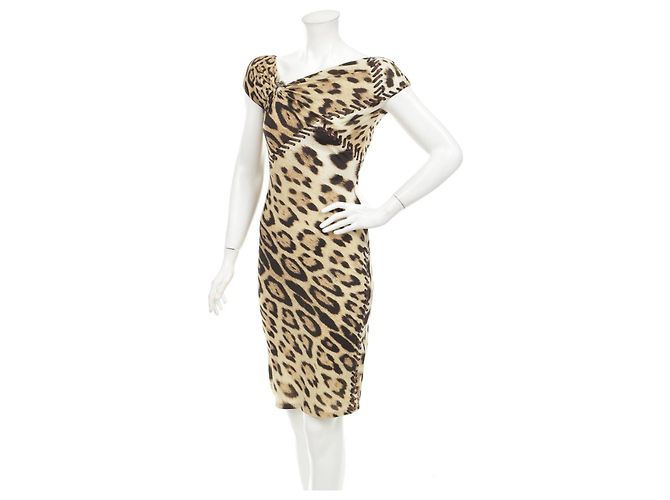 Vestido Roberto Cavalli Estampado Leopardo IT42 Multicolor Estampado de leopardo