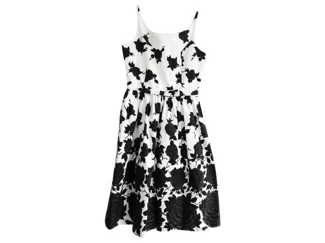 Autre Marque Vestido sin mangas con estampado de rosas en blanco y negro de J&M Davidson Algodón  ref.313349