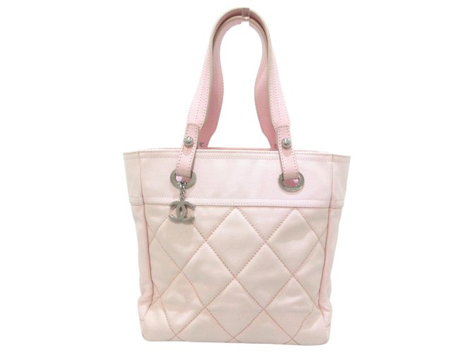 Chanel-Einkaufstasche Pink Leinwand  ref.313356