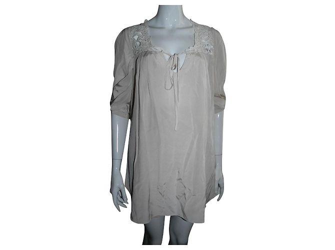 Temperley London Minivestido Temperley de seda y encaje Blanco Crudo