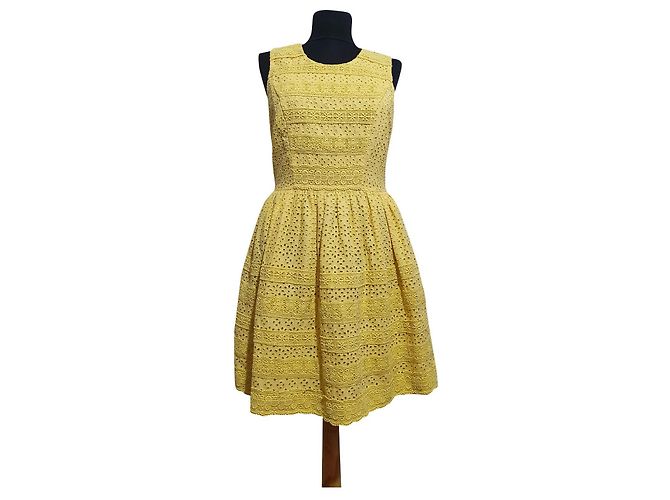 Vestido midi de algodón amarillo Needle & Thread 