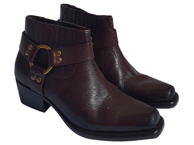 Maje Boots Brown Leather  ref.313847
