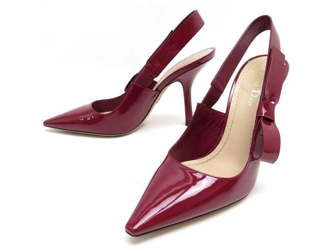 NEW CHRISTIAN DIOR PUMPS SWEET-D 38 IN SCARLET PATENT LEATHER Red  ref.314052