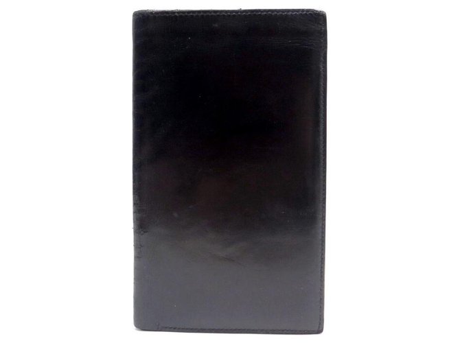 Hermès VINTAGE HERMES WALLET IN BLACK BOX BLACK LEATHER WALLET  ref.314067