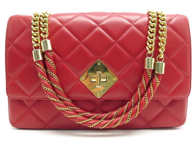 MOSCHINO SHOULDER BAG IN RED LEATHER QUILTED LEATHER HAND BAG ref  