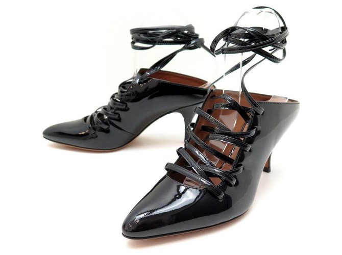 NEW GIVENCHY SHOES 37 37.5 BLACK PATENT LEATHER PUMP SHOES  ref.314108