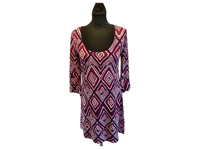 Diane Von Furstenberg Vestido de seda DvF Laetitia con estampado de rombos Multicolor Fucsia