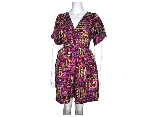 Vestido Anna Sui de seda con slip Multicolor