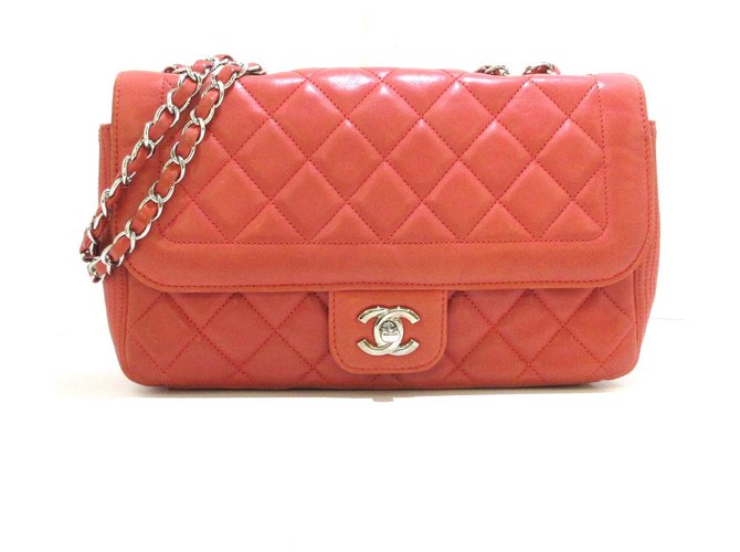 Chanel Flap Bag Naranja Cuero  ref.314313