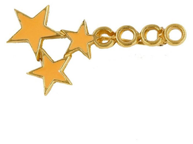 CHANEL COCO star motif metal unisex brooch gold  ref.314373