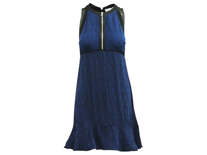 3.1 Phillip Lim Elegantes dunkelblaues & schwarzes Kleid mit Reißverschluss Viskose Zellulosefaser  ref.314575