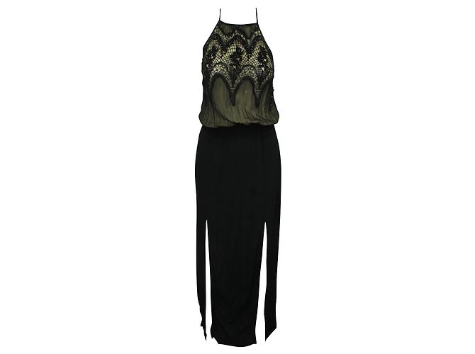 Magali Pascal Vestido longo elegante com enfeites Preto