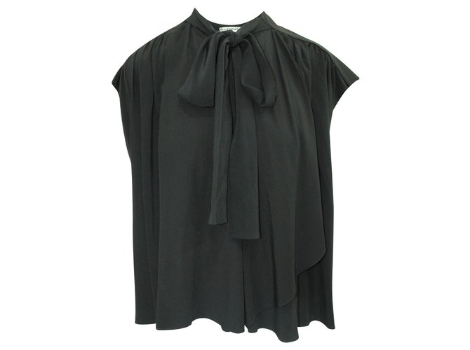 Balenciaga Blusa Negra con Corbata Negro Seda  ref.314636