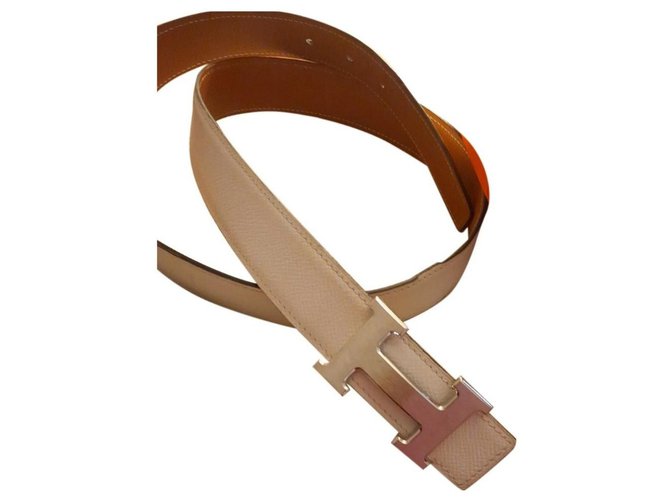 Hermès belt H White Caramel Leather  ref.314655
