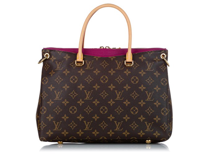 Louis Vuitton Brown Monogram Pallas Satchel Pink Leather Cloth  ref.314784