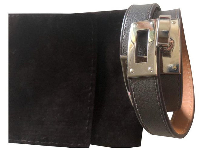 Hermès Kelly graues Armband Leder  ref.315160