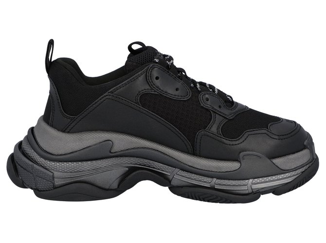 BALENCIAGA: Triple S sneakers in synthetic leather and mesh - Black