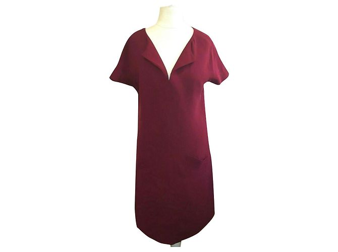 Rojo oscuro (borgoña) Vestido de seda Balenciaga Burdeos