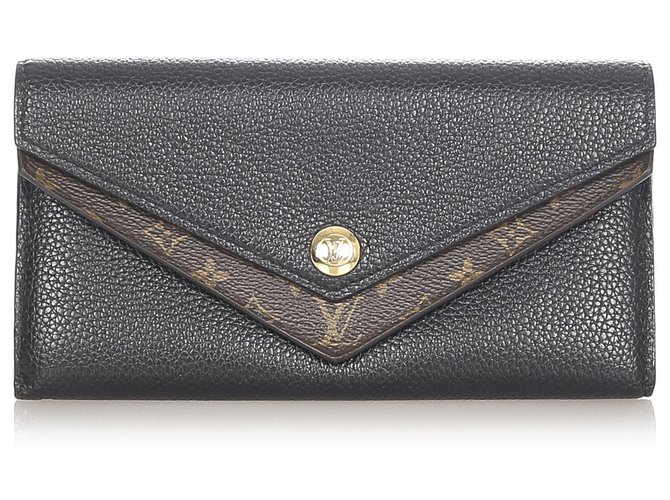 Louis Vuitton Black lined V Wallet Brown Leather Cloth Pony-style calfskin  ref.315292
