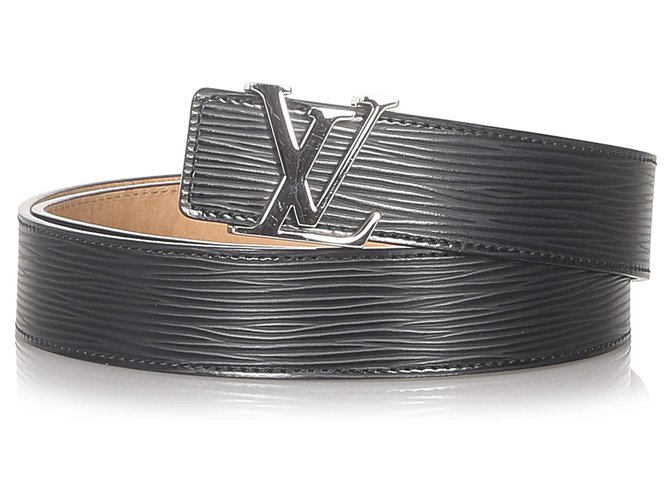 Louis Vuitton Black Epi Leather Reversible Initiales Belt Metal