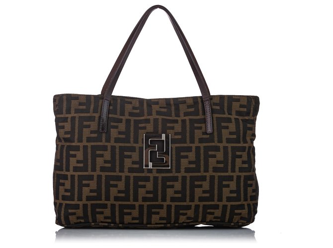 fendi zucca tote bag brown