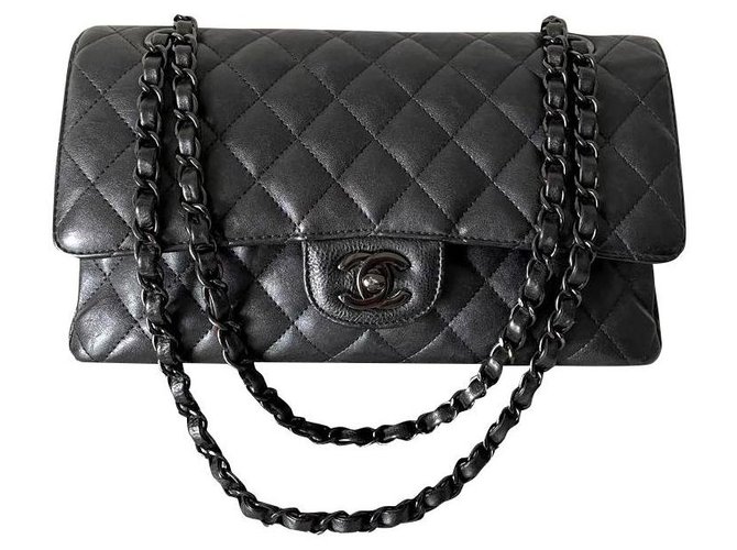 Chanel So Black Timeless Classic Medium Flap bag Blue Leatherette