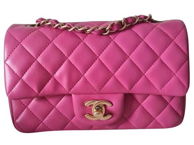Chanel Pink Mini Timeless Classic flap bag Leather ref.315387 - Joli Closet