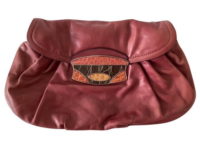 Prada Bolsa clutch de couro vintage  ref.315394