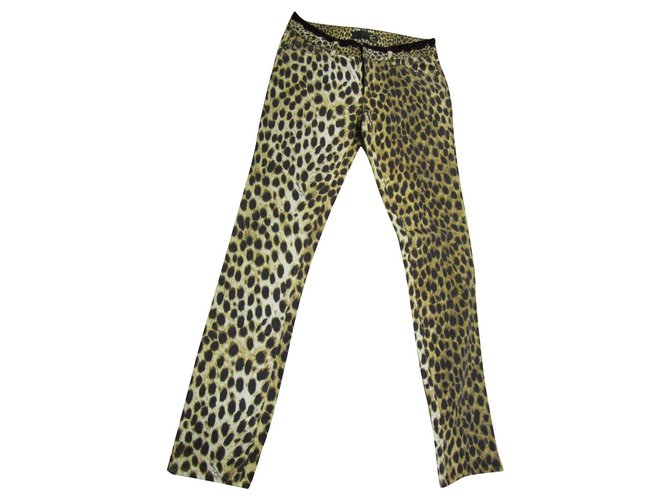 Rare- Just Cavalli slim V. Bassa jeans for women, never worn, with original tags Leopard print Cotton  ref.315432
