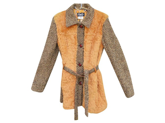 Rabbit & tweed jacket Dolce & Gabbana t 36 Orange  ref.315459