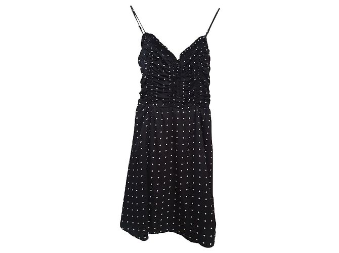 Maje Kleid mit Polka Dots Schwarz Viskose