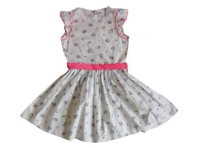 Robe Petit Bateau Blanche en Coton Imprimé Fleurs et Papillons 10ans