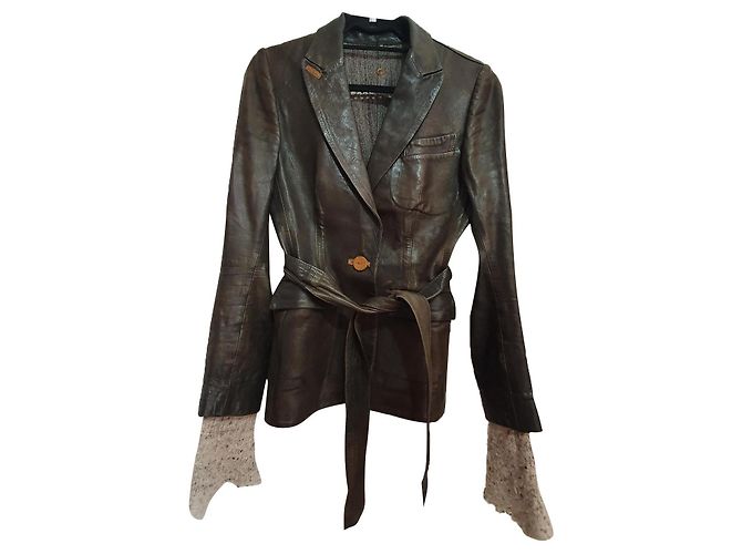 Autre Marque Isaac Sellam Lederjacke braun