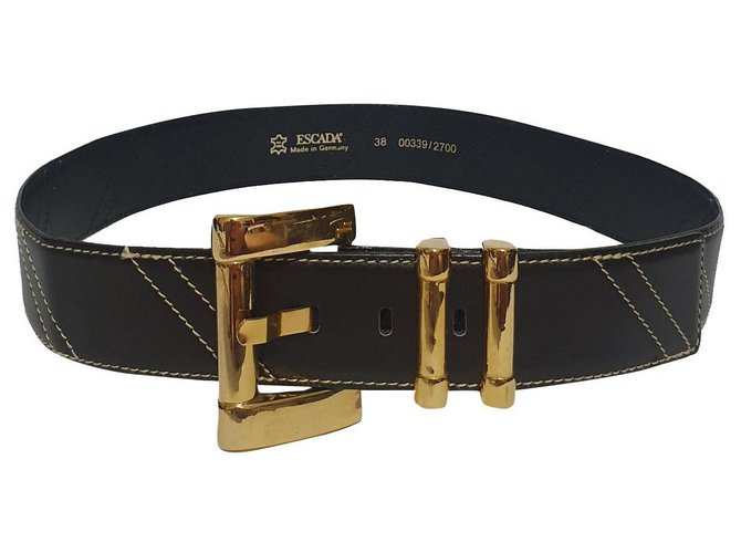 Escada Belts Brown Golden Leather Metal  ref.315533