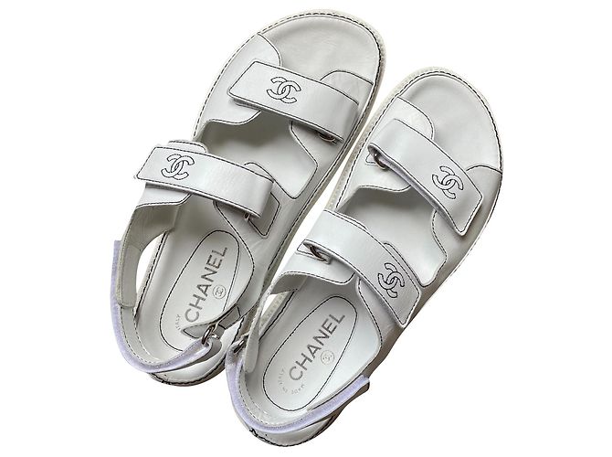 Chanel Sandalen Schwarz Weiß Leder