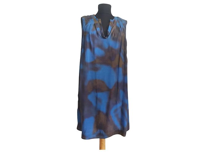 Filippa K Seidenkleid Blau Mehrfarben