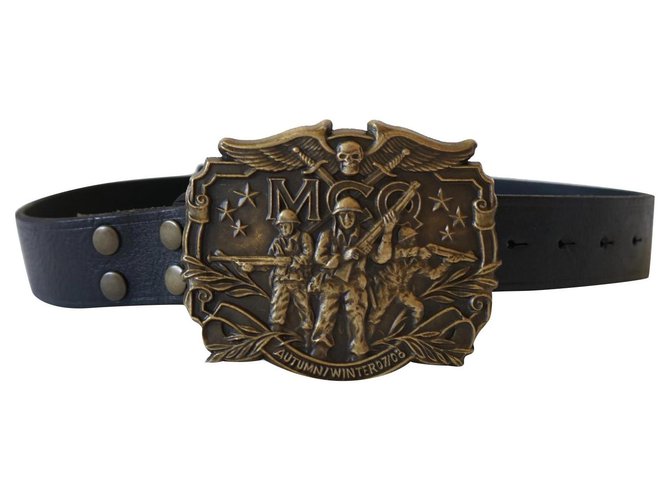 Alexander Mcqueen Belts Black Leather Metal  ref.315580