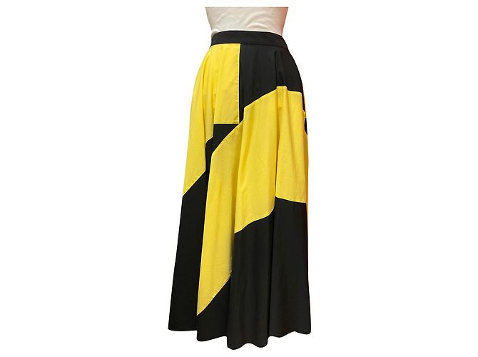 Gonna Kenzo Mémento 4 Nera Gialla Cotone Viscosa 34 Nero Giallo