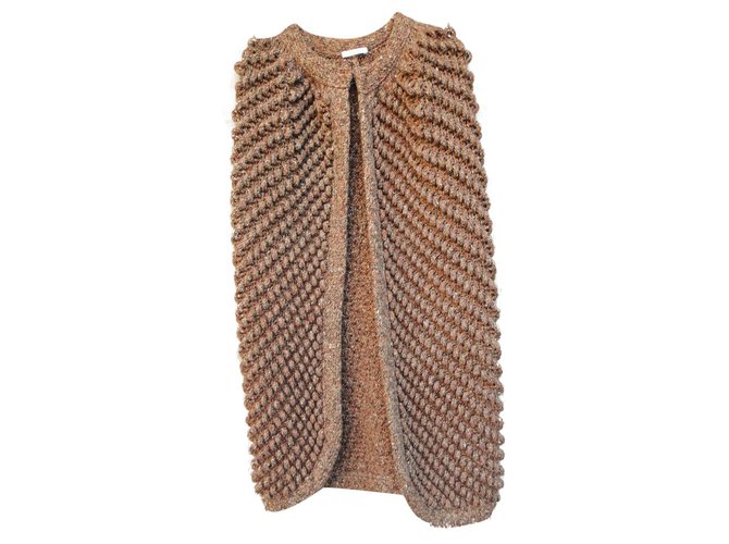 Chloé fall cashmere knit cape 2010 Taille XS Brown Wool  ref.315870