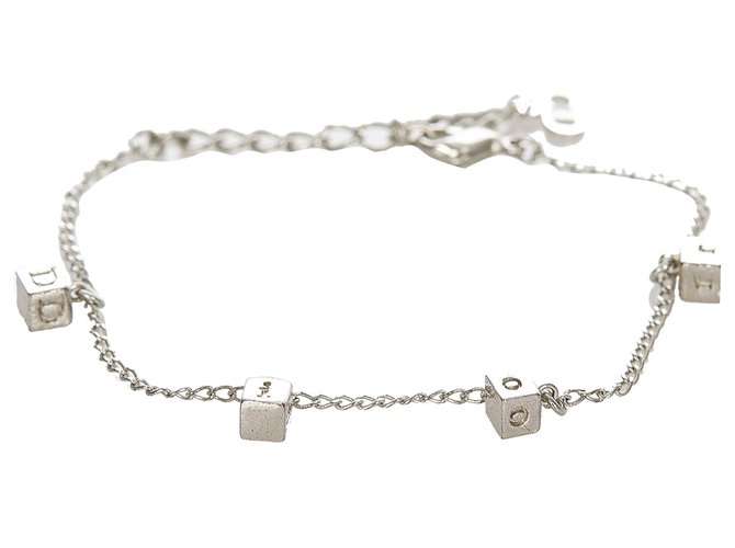 Dior Silver Logo Chain Bracelet Silvery Metal  ref.316087