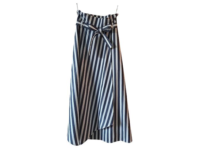 Gonna lunga Weekend Max Mara in cotone a righe blu navy