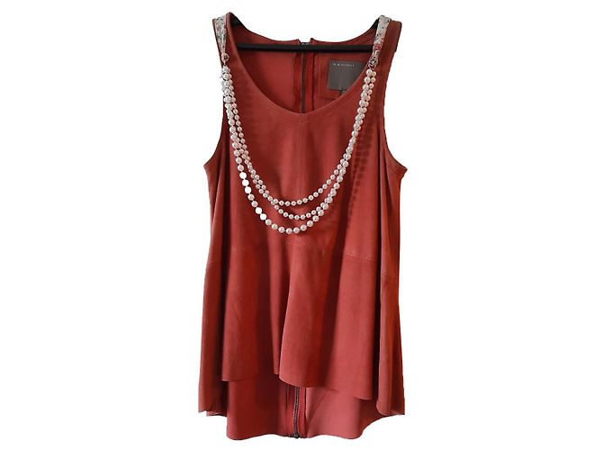 Top Muubaa de gamuza roja talla 36