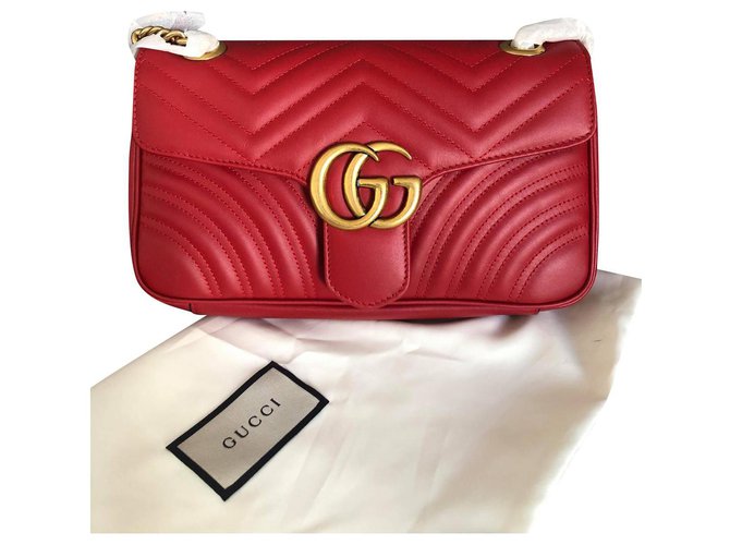 Gucci Marmont mini Red Leather  ref.316316