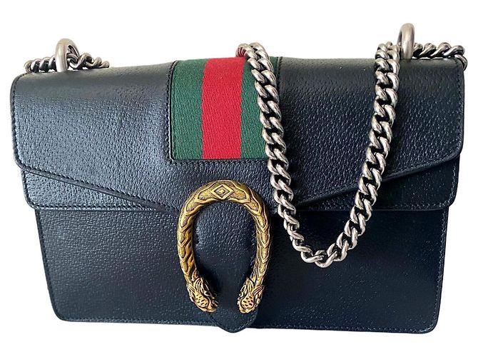 Dionysus Cuir Gucci dyonisus et détail web Noir Doré