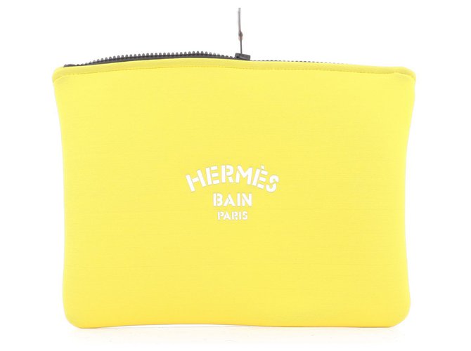 Hermès Pochettes Synthétique Jaune  ref.316367